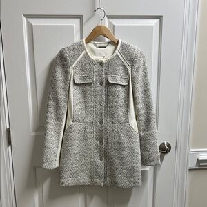 White House Black Market Textured Gray and Cream jacket size 2 #3186